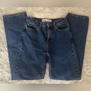 BERSHKA Dark Blue Wide Leg Jeans, US 0